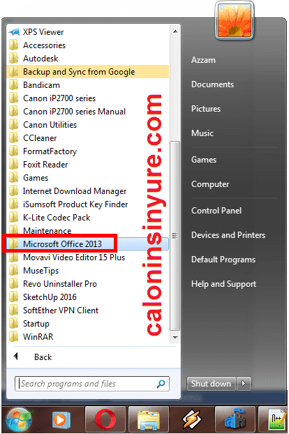 Gambar Tampilan Start Menu - Microsoft Office