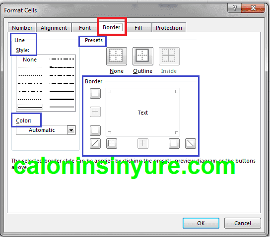 Gambar Tampilan Format Cell Border