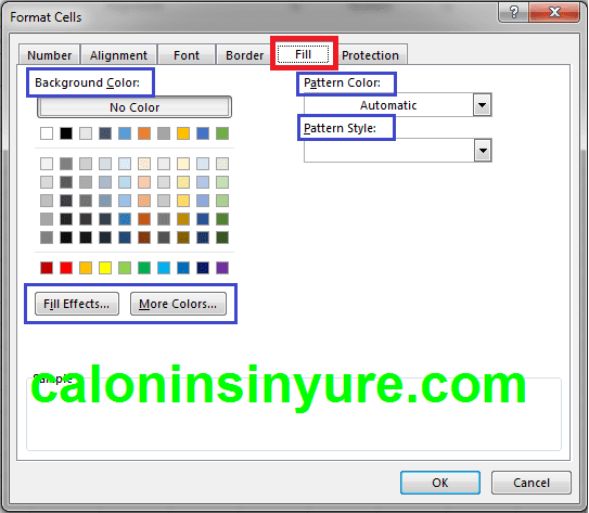 Gambar Tampilan Format Cell Fill