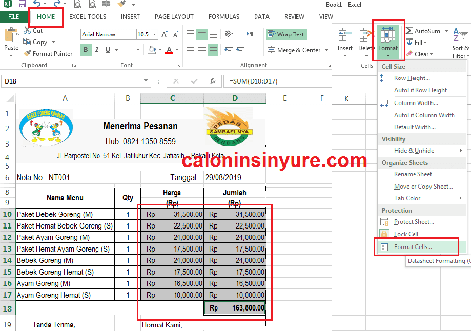 Gambar Cara Membuka Jendela Format Cell