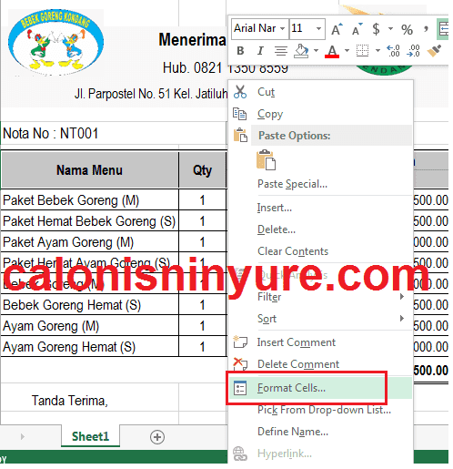 Gambar Cara Membuka Jendela Format Cell