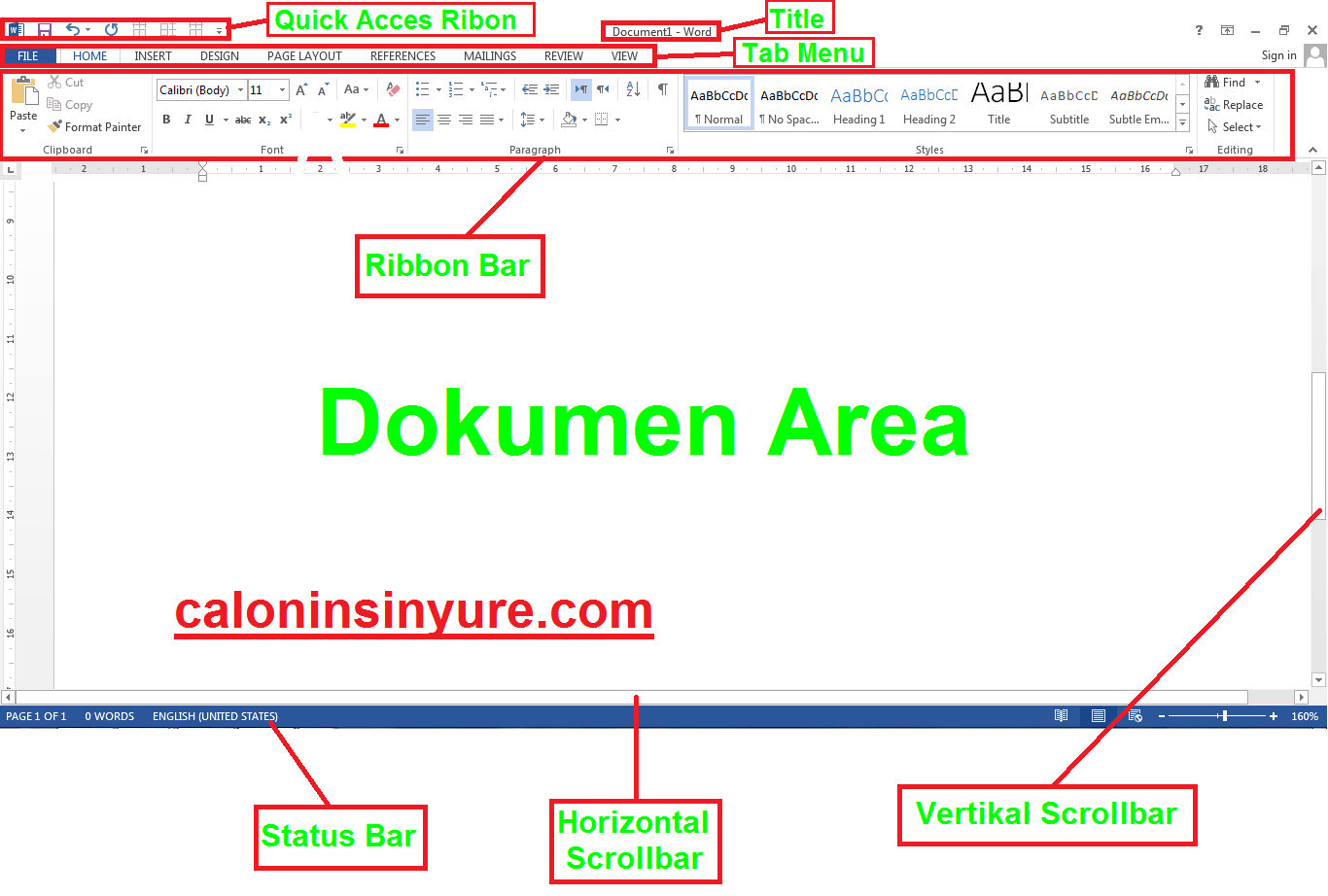 Gambar Tampilan Interface Microsoft Word 2013
