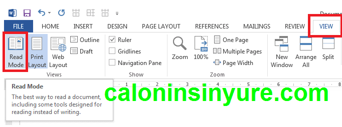 Gambar Tampilan Read Mode Microsoft Word 2013