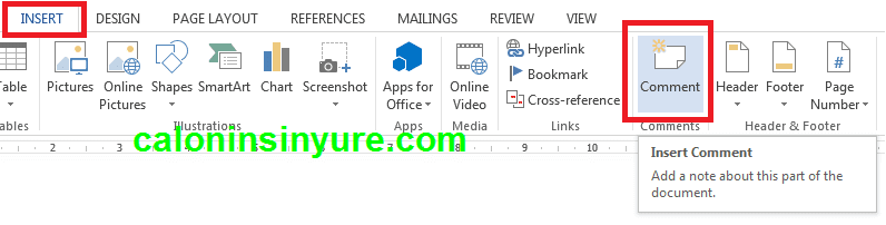 Gambar Tampilan Insert Comment Microsoft Word 2013