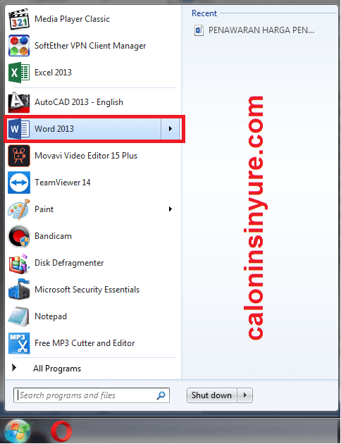 Gambar Tampilan Start Menu