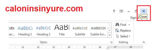Gambar Tampilan Microsof Word 2013 - Close