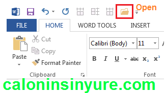 ampilan Quick Access Toolbar Microsoft Word