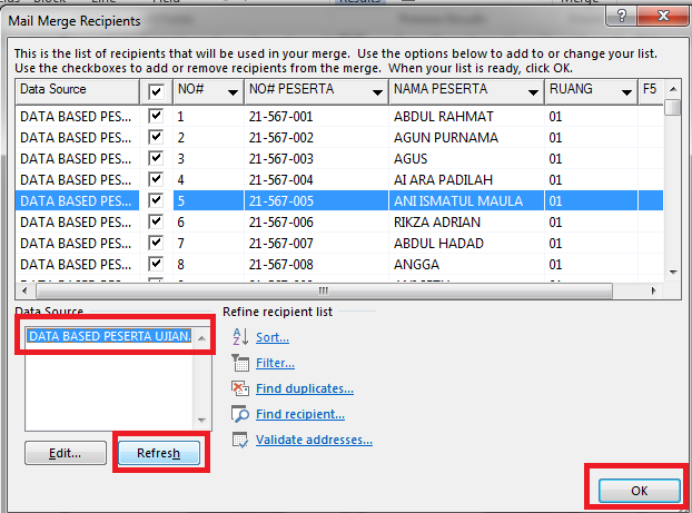 Gambar Tampilan <strong>Edit Recipients List</strong>