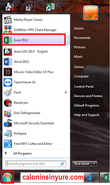Gambar Tampilan Start Menu 			