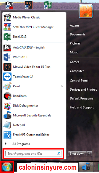 Gambar Tampilan Start Menu