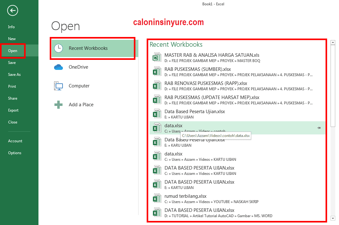 Gambar Tampilan Menu File (Bakstage)