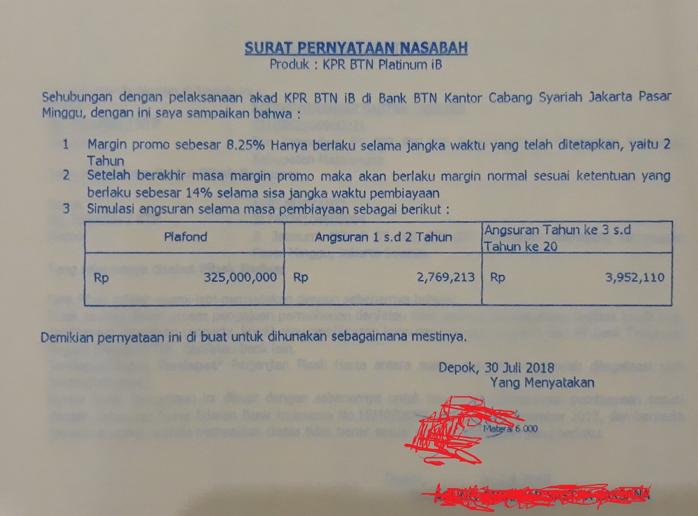 Gambar Perjanjian Nilai Cicilan Bank Syariah