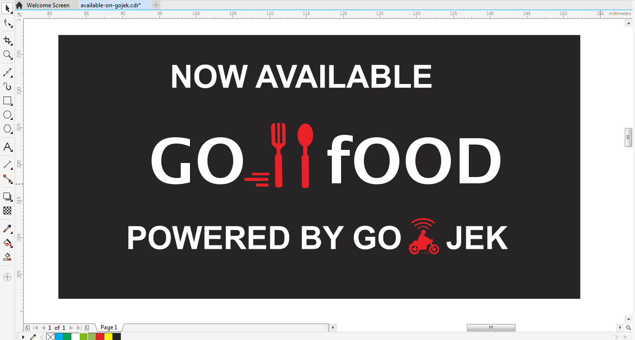 Banner logo gojek dengan background warna hitam.